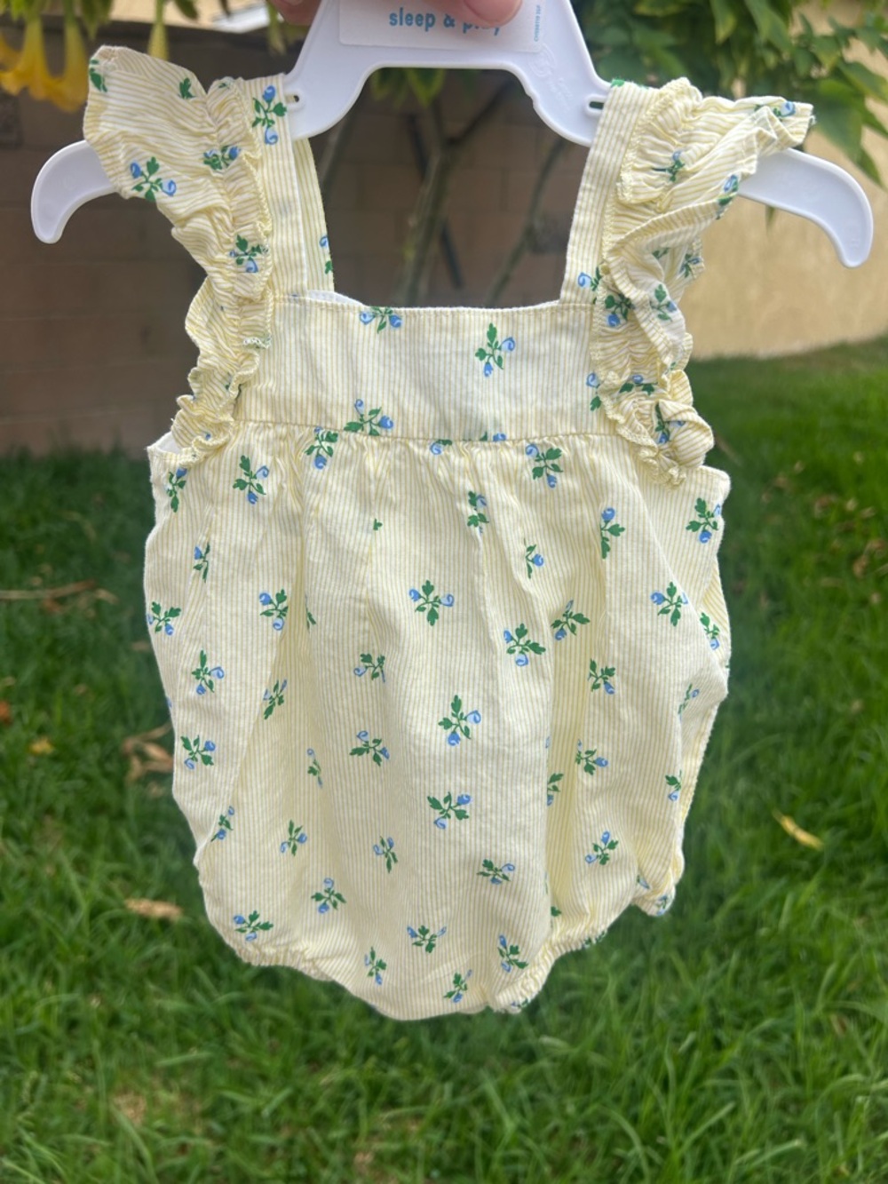 Little Me Yellow Floral Ruffled Romper